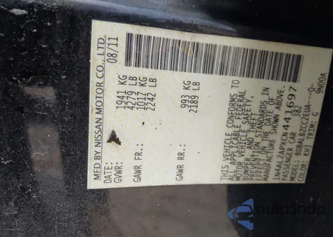 2012 Nissan Altima 2.5 S z USA, uszkodzony, nr VIN 1N4AL2APXCN441697